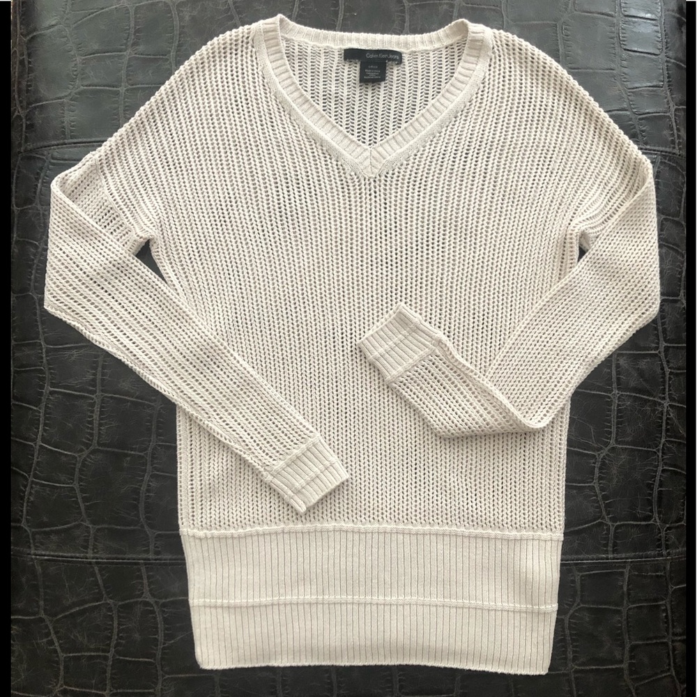 CALVIN KLEIN tan knit sweater